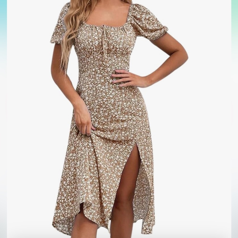 Floral Brown Midi Dress